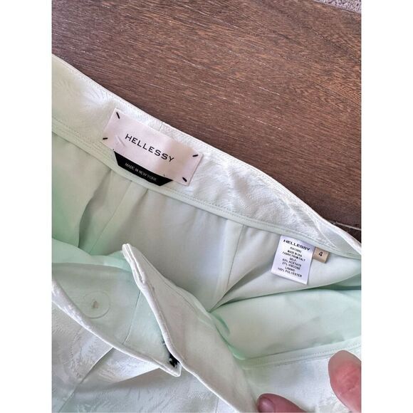 HELLESSY Floral Print Satin Pants in Mint Green Size 4 - Picture 5 of 10